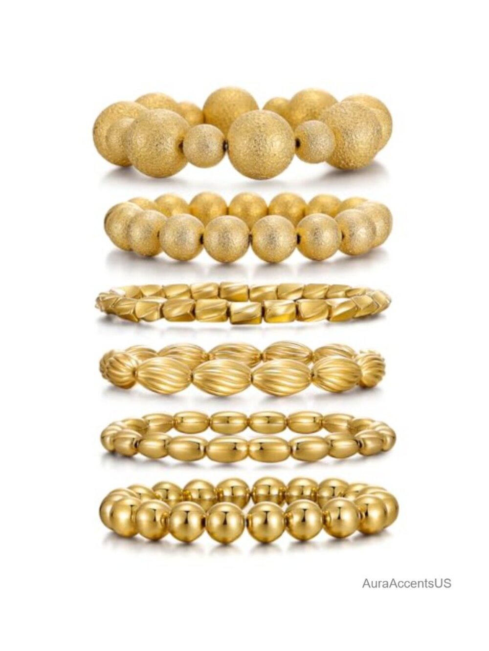Beaded Stretch Bracelet Set Stackable Elastic Bracelets